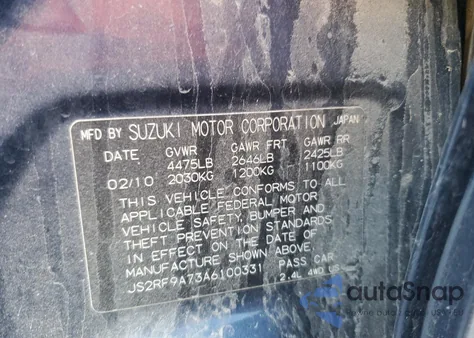 2010 Suzuki Kizashi Sls z USA, uszkodzony, nr VIN JS2RF9A73A6100331